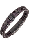 ALL BLACKS Mens Stainless Steel and Leather Bracelet