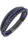 ALL BLACKS Mens Stainless Steel and Leather Bracelet with Mineral Stones