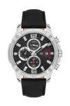 SERGIO TACCHINI Gents Dual Time Black Leather Strap