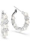 SWAROVSKI White Matrix Drop Earrings Crystal Pearl (round cut)