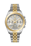 BEVERLY HILLS POLO CLUB Diamonds Dual Time Two Tone Stainless Steel Bracelet