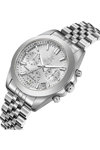 BEVERLY HILLS POLO CLUB Diamonds Dual Time Silver Stainless Steel Bracelet